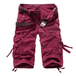 Men's Cargo Shorts Capri shorts Capri Pants Hiking Shorts Pocket Plain Comfort Breathable Calf-Length Work Casual Daily Fashion Streetwear Red Navy Blue