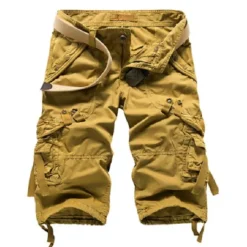 Men's Cargo Shorts Hiking Shorts Multi Pocket Plain Calf-Length Daily Basic Slim Wine Red Black