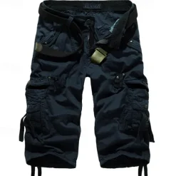 Men's Cargo Shorts Hiking Shorts Multi Pocket Plain Calf-Length Daily Basic Slim Wine Red Black