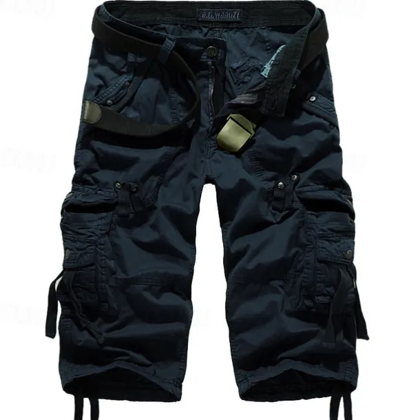 Men's Cargo Shorts Hiking Shorts Multi Pocket Plain Calf-Length Daily Basic Slim Wine Red Black