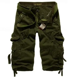 Men's Cargo Shorts Hiking Shorts Multi Pocket Plain Calf-Length Daily Basic Slim Wine Red Black