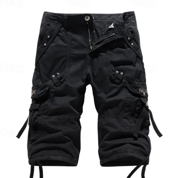 Men's Cargo Shorts Hiking Shorts Multi Pocket Plain Calf-Length Daily Basic Slim Wine Red Black