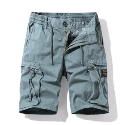 Men's Cargo Shorts Hiking Shorts Elastic Waist Multi Pocket Multiple Pockets Plain Comfort Breathable Knee Length Casual Daily Fashion Streetwear ArmyGreen Black