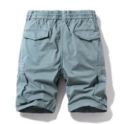 Men's Cargo Shorts Hiking Shorts Elastic Waist Multi Pocket Multiple Pockets Plain Comfort Breathable Knee Length Casual Daily Fashion Streetwear ArmyGreen Black