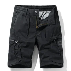 Men's Cargo Shorts Hiking Shorts Elastic Waist Multi Pocket Multiple Pockets Plain Comfort Breathable Knee Length Casual Daily Fashion Streetwear ArmyGreen Black