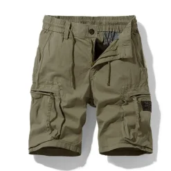 Men's Cargo Shorts Hiking Shorts Elastic Waist Multi Pocket Multiple Pockets Plain Comfort Breathable Knee Length Casual Daily Fashion Streetwear ArmyGreen Black
