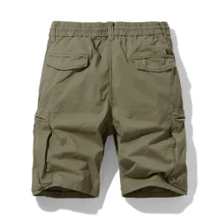 Men's Cargo Shorts Hiking Shorts Elastic Waist Multi Pocket Multiple Pockets Plain Comfort Breathable Knee Length Casual Daily Fashion Streetwear ArmyGreen Black