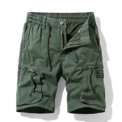 Men's Cargo Shorts Hiking Shorts Elastic Waist Multi Pocket Multiple Pockets Plain Comfort Breathable Knee Length Casual Daily Fashion Streetwear ArmyGreen Black