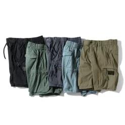 Men's Cargo Shorts Hiking Shorts Elastic Waist Multi Pocket Multiple Pockets Plain Comfort Breathable Knee Length Casual Daily Fashion Streetwear ArmyGreen Black