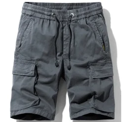 Men's Cargo Shorts Hiking Shorts Military Summer Outdoor Regular Fit 10“ Ripstop Breathable Quick Dry Multi Pockets Shorts Drawstring Elastic Waist Dark Grey Army Green Cotton Fishing Climbing