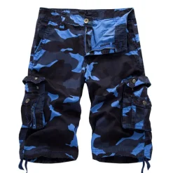 Men's Cargo Shorts Hiking Shorts Leg Drawstring Multi Pocket Multiple Pockets Camouflage Breathable Outdoor Knee Length Casual Daily Streetwear Stylish Black Green Camouflage Blue Micro-elastic