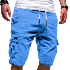 Men's Cargo Shorts Multi Pocket Map Outdoor Sports Knee Length Holiday Going out Weekend Shorts Slim Lake blue Navy Inelastic