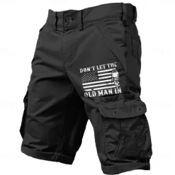 Men's Cargo Shorts Multiple Pockets Old Man Letter Printed Outdoor Short Sports Classic Micro-elastic Shorts