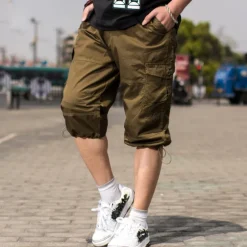 Men's Cargo Shorts Shorts Capri Pants Leg Drawstring Flap Pocket Plain Camouflage Comfort Breathable Outdoor Daily Going out Fashion Streetwear ArmyGreen Army Yellow