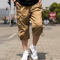 Men's Cargo Shorts Shorts Capri Pants Leg Drawstring Flap Pocket Plain Camouflage Comfort Breathable Outdoor Daily Going out Fashion Streetwear ArmyGreen Army Yellow