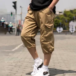 Men's Cargo Shorts Shorts Capri Pants Leg Drawstring Flap Pocket Plain Camouflage Comfort Breathable Outdoor Daily Going out Fashion Streetwear ArmyGreen Army Yellow