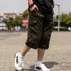 Men's Cargo Shorts Shorts Capri Pants Leg Drawstring Flap Pocket Plain Camouflage Comfort Breathable Outdoor Daily Going out Fashion Streetwear ArmyGreen Army Yellow