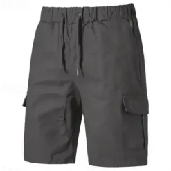 Men's Cargo Shorts Shorts Bermuda shorts Drawstring Multi Pocket Plain Outdoor Sports Knee Length Outdoor Daily Fashion Casual Slim Black Navy Blue Inelastic