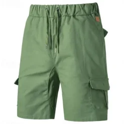 Men's Cargo Shorts Shorts Bermuda shorts Drawstring Multi Pocket Plain Outdoor Sports Knee Length Outdoor Daily Fashion Casual Slim Black Navy Blue Inelastic