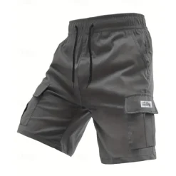 Men's Cargo Shorts Shorts Summer Shorts Drawstring Elastic Waist Multi Pocket Plain Comfort Wearable Short Outdoor Sport Daily Fashion Casual Black Khaki