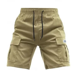 Men's Cargo Shorts Shorts Summer Shorts Drawstring Elastic Waist Multi Pocket Plain Comfort Wearable Short Outdoor Sport Daily Fashion Casual Black Khaki