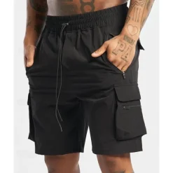 Men's Cargo Shorts Shorts Drawstring Elastic Waist Zipper Pocket Plain Quick Dry Wearable Short Outdoor Daily Camping & Hiking Fashion Classic Black Yellow