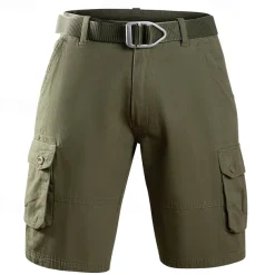 Men's Cargo Shorts Shorts Summer Shorts Buttons Multi Pocket Plain Comfort Wearable Knee Length Outdoor Sport Daily Fashion Casual Black Khaki
