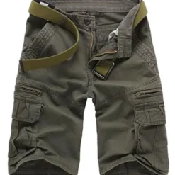 Men's Cargo Shorts Shorts Multi Pocket Straight Leg Solid Colored Comfort Wearable Knee Length Outdoor Daily Sports Stylish Black Army Green