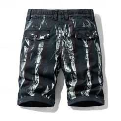 Men's Cargo Shorts Shorts Summer Shorts Work Shorts Golf Shorts Drawstring Elastic Waist Multi Pocket Florals Comfort Wearable Knee Length Outdoor Sport Daily Fashion Casual Black Red