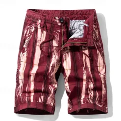 Men's Cargo Shorts Shorts Summer Shorts Work Shorts Golf Shorts Drawstring Elastic Waist Multi Pocket Florals Comfort Wearable Knee Length Outdoor Sport Daily Fashion Casual Black Red