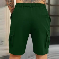 Men's Cargo Shorts Shorts Summer Shorts Ruched Multi Pocket Flap Pocket Plain Comfort Wearable Knee Length Outdoor Sport Daily Fashion Casual Black Navy Blue Micro-elastic