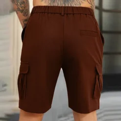 Men's Cargo Shorts Shorts Summer Shorts Ruched Multi Pocket Flap Pocket Plain Comfort Wearable Knee Length Outdoor Sport Daily Fashion Casual Black Navy Blue Micro-elastic