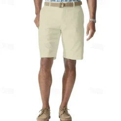 Men's Cargo Shorts Shorts Work Shorts Button Pocket Plain Wearable Knee Length Outdoor Daily Fashion Classic Black White