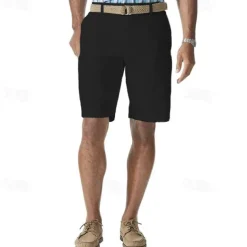 Men's Cargo Shorts Shorts Work Shorts Button Pocket Plain Wearable Knee Length Outdoor Daily Fashion Classic Black White