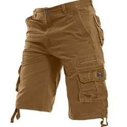 Men's Cargo Shorts Shorts Hiking Shorts Pocket Plain Comfort Breathable Knee Length Work Casual Daily Fashion Streetwear ArmyGreen turmeric