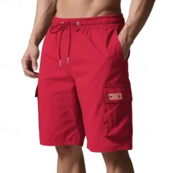 Men's Cargo Shorts Shorts Summer Shorts Drawstring Elastic Waist Multi Pocket Plain Comfort Wearable Knee Length Outdoor Sport Daily Fashion Casual Black Yellow