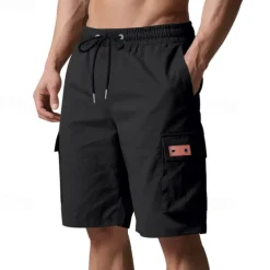 Men's Cargo Shorts Shorts Summer Shorts Drawstring Elastic Waist Multi Pocket Plain Comfort Wearable Knee Length Outdoor Sport Daily Fashion Casual Black Yellow
