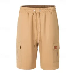 Men's Cargo Shorts Shorts Summer Shorts Drawstring Elastic Waist Multi Pocket Plain Comfort Wearable Knee Length Outdoor Sport Daily Fashion Casual Black Yellow