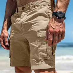 Men's Cargo Shorts Shorts Bermuda shorts Casual Shorts Multi Pocket Straight Leg Plain Comfort Soft Knee Length Casual Holiday Beach Fashion Streetwear Black Green Micro-elastic