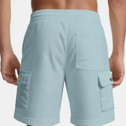 Men's Cargo Shorts Shorts Summer Shorts Drawstring Elastic Waist Multi Pocket Plain Comfort Wearable Knee Length Outdoor Sport Daily Fashion Casual Black White