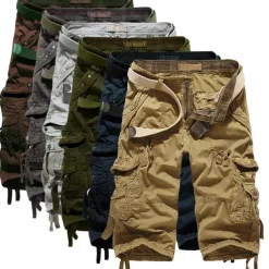 Men's Cargo Shorts Shorts Capri Pants Hiking Shorts Leg Drawstring 6 Pocket Plain Comfort Outdoor Daily Going out Fashion Streetwear Wine Army Green