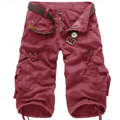 Men's Cargo Shorts Shorts Capri Pants Multi Pocket Straight Leg Solid Colored Comfort Wearable Calf-Length Outdoor Daily Sports Stylish Yellow Army Green