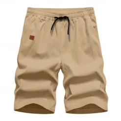 Men's Cargo Shorts Shorts Summer Shorts Work Shorts Drawstring Elastic Waist Plain Comfort Wearable Knee Length Outdoor Sport Daily Fashion Casual Black White