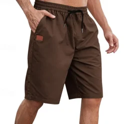 Men's Cargo Shorts Shorts Summer Shorts Work Shorts Drawstring Elastic Waist Plain Comfort Wearable Knee Length Outdoor Sport Daily Fashion Casual Black White