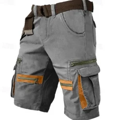 Men's Cargo Shorts Shorts Casual Shorts Multi Pocket Straight Leg Fake Zipper Pocket Plain Comfort Knee Length Casual Daily Holiday Fashion Streetwear Black Green Micro-elastic