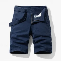 Men's Cargo Shorts Shorts Summer Shorts Work Shorts Golf Shorts Multi Pocket Button-Down Flap Pocket Plain Comfort Wearable Knee Length Outdoor Sport Daily Fashion Casual Black Blue