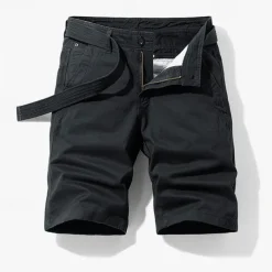 Men's Cargo Shorts Shorts Summer Shorts Work Shorts Golf Shorts Multi Pocket Button-Down Flap Pocket Plain Comfort Wearable Knee Length Outdoor Sport Daily Fashion Casual Black Blue