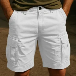 Men's Cargo Shorts Shorts Summer Shorts Buttons Multi Pocket Flap Pocket Plain Comfort Wearable Knee Length Outdoor Sport Daily Fashion Casual White Royal Blue