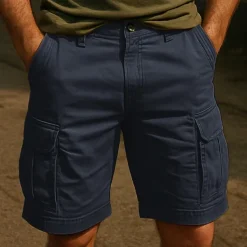 Men's Cargo Shorts Shorts Summer Shorts Buttons Multi Pocket Flap Pocket Plain Comfort Wearable Knee Length Outdoor Sport Daily Fashion Casual White Royal Blue