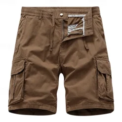 Men's Cargo Shorts Shorts Summer Shorts Drawstring Elastic Waist Multi Pocket Plain Comfort Wearable Knee Length Outdoor Sport Daily Fashion Casual Black Yellow